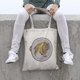 Tiger Embroidery Design Tote Bag Mockup