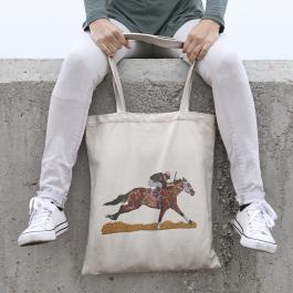 Jockey & Horse Embroidery Design Tote Bag Mockup