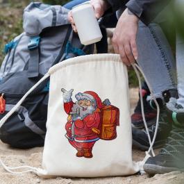 Chilling Santa Embroidery Design Totebag Mockup