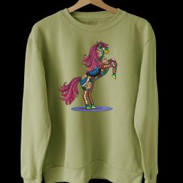 Colorful Horse Embroidery Design T-Shirt Mockup