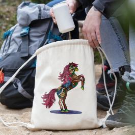 Colorful Horse Embroidery Design Tote Mockup