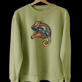 Chameleon Embroidery Design T-Shirt Mockup