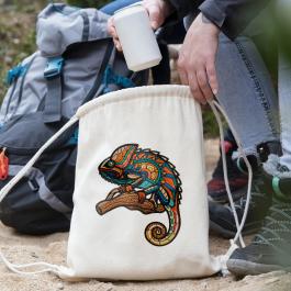 Chameleon Embroidery Design Totebag Mockup