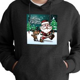 Santa With Reindeer Vector Design Hoodies Mockup