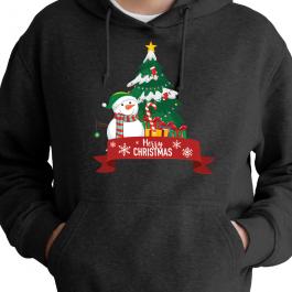 Merry Christmas Snowman Vector Design Hoodies Mockup