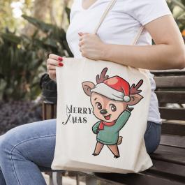 Merry Xmas Vector Design Tote Bag  Mockup