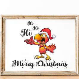 Ho Ho Ho Merry Christmas Parrot Vector Designs Wall Frame Mockup