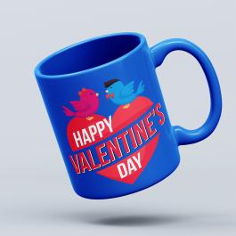 Valentine's Love Birds Vector Design Cup Mockup