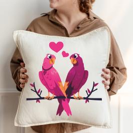 Love Birds Parrot Vector Design Cushion Mockup