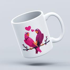 Love Birds Parrot Vector Design Cup Mockup