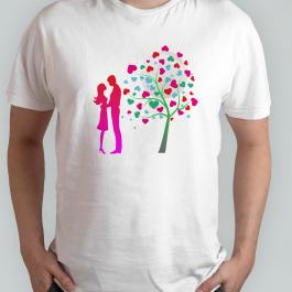 Couple With Love Tree Vector Design T-shirt Mockup