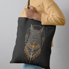 Egyptian Goddess Bastet Embroidery Design Tote Bag Mockup
