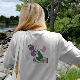 Floral With Butterfly Embroidery Design T-shirt Mockup