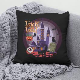 Haunted House Vector Design cushion Mockup