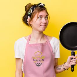 Cooking Is A Art Embroidery Design Apron Mockup