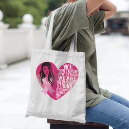 Cancer Awareness Girl Vector Design Tote Bag Mockup