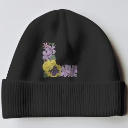 Pansy Embroidery Flower Design Hat mockup