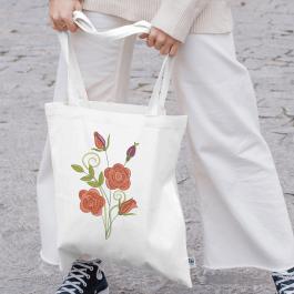 Desert Rose Embroidery Design Tote Bag Mockup