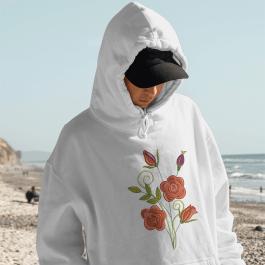 Desert Rose Embroidery Design Hoodie Mockup
