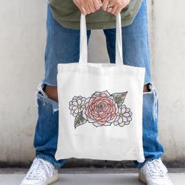 Unique Rose Embroidery Design Tote Bag Mockup