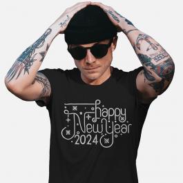 Happy New Year 2024 Digitized Embroidery Design  T-Shrit Mockup