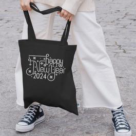 HNY Calligraphy Embroidery design tote bag mockup
