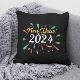 Wishing Happy New Year embroidery design cushion mockup