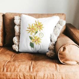 Common Daisy Embroidery Design Cushion Mockups