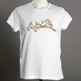 Cherry Blossom Embroidery Design T-shirt Mockups