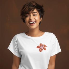 Embroidered Hibiscus Flower design T-shirt Mockup