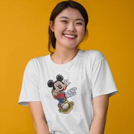 Skating Mickey Mouse Embroidery Design T-shirt Mockup