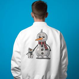 Snowman Family Embroidery Design Jacket Back Mockup