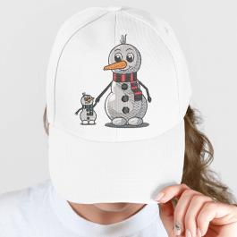 Snowman Family Embroidery Design Cap Mockup