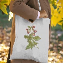 Raspberry Embroidery Design  Tote Bag Mockup