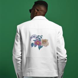 Embroidered Motif Colorful Trendy Flowers Design Jacket Back Mockup