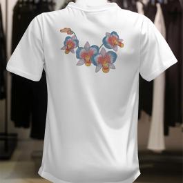 Colorfull Orchid Machine Embroidery Flower Design T-shirt Back  Mockup