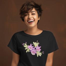 Vanda Embroidery Flower Design T-shirt Mockup