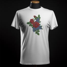 Two Rose Machine Embroidery Design T-shirt Mockup