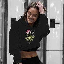 Moss Embroidery Rose Design Hoodie Mockup