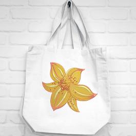Lily Flower Embroidery Design Tote Bag Mockup