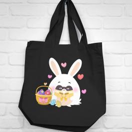 Bunny And Easter Eggs Vector Design Tote Bag Mockup