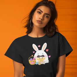 Bunny And Easter Eggs Vector Design T-shirt Mockup