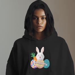 Colorful Rabbit With Easter Eggs Vector Art Design Hoodie Mockup
