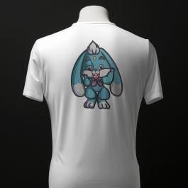 Blue Rabbit Machine Embroidery Design T-shirt Mockup