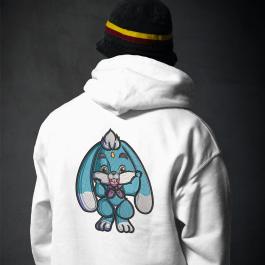 Blue Rabbit Machine Embroidery Design Jacket Back Mockup