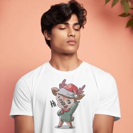 Hi Reindeer Embroidery Design T-shirt Mockup