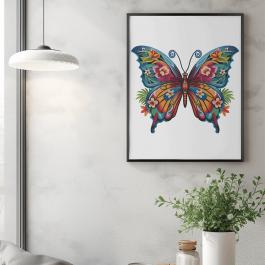 Floral Coloreel Butterfly Embroidery Design Photo Frame Mockup