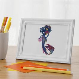Mermaid Coloreel Embroidery Design Frame Mockup