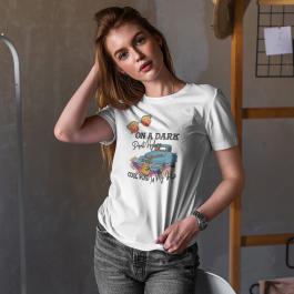 On A Dark Desert Highway Embroidery Design T-shirt mockup