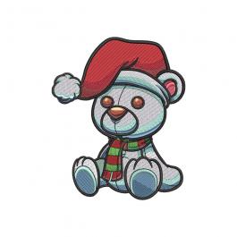 Teddy With Christmas Hat Embroidery Design T-shirt Mockup